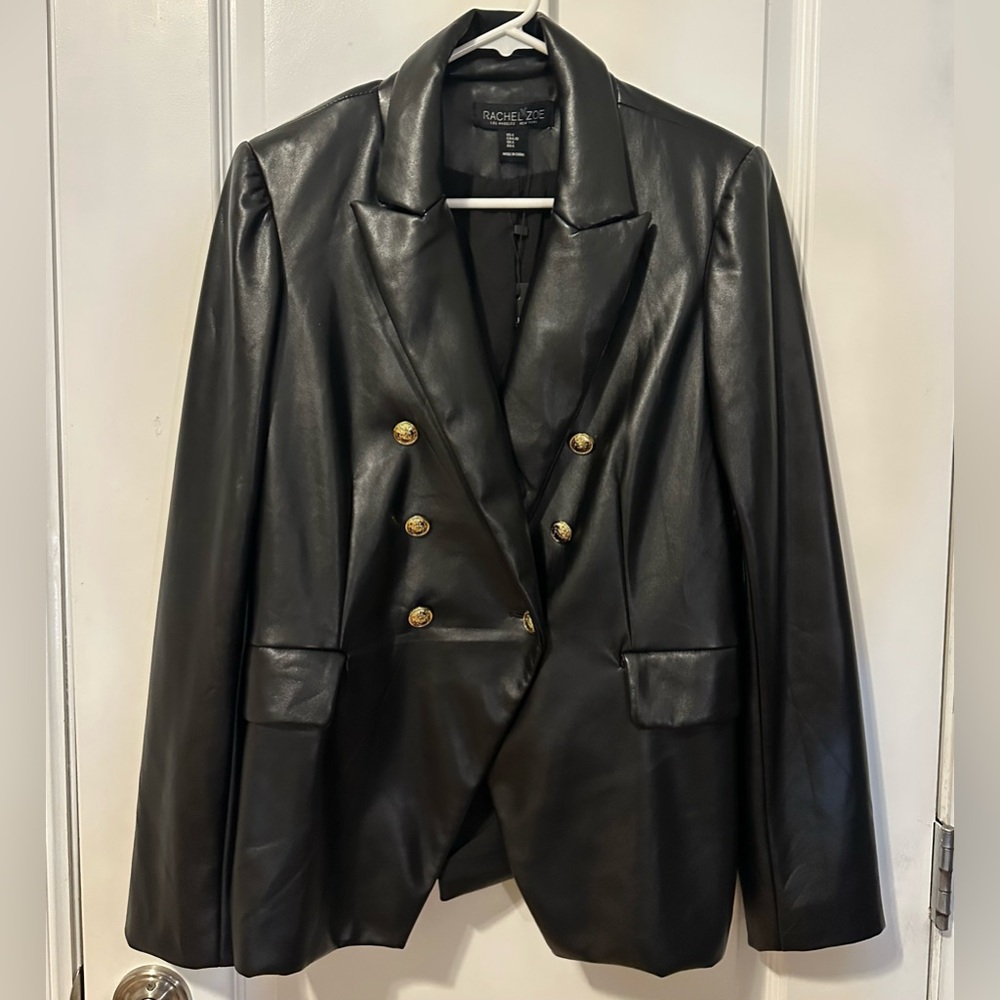 NWT Rachel Zoe leather black blazer size large
